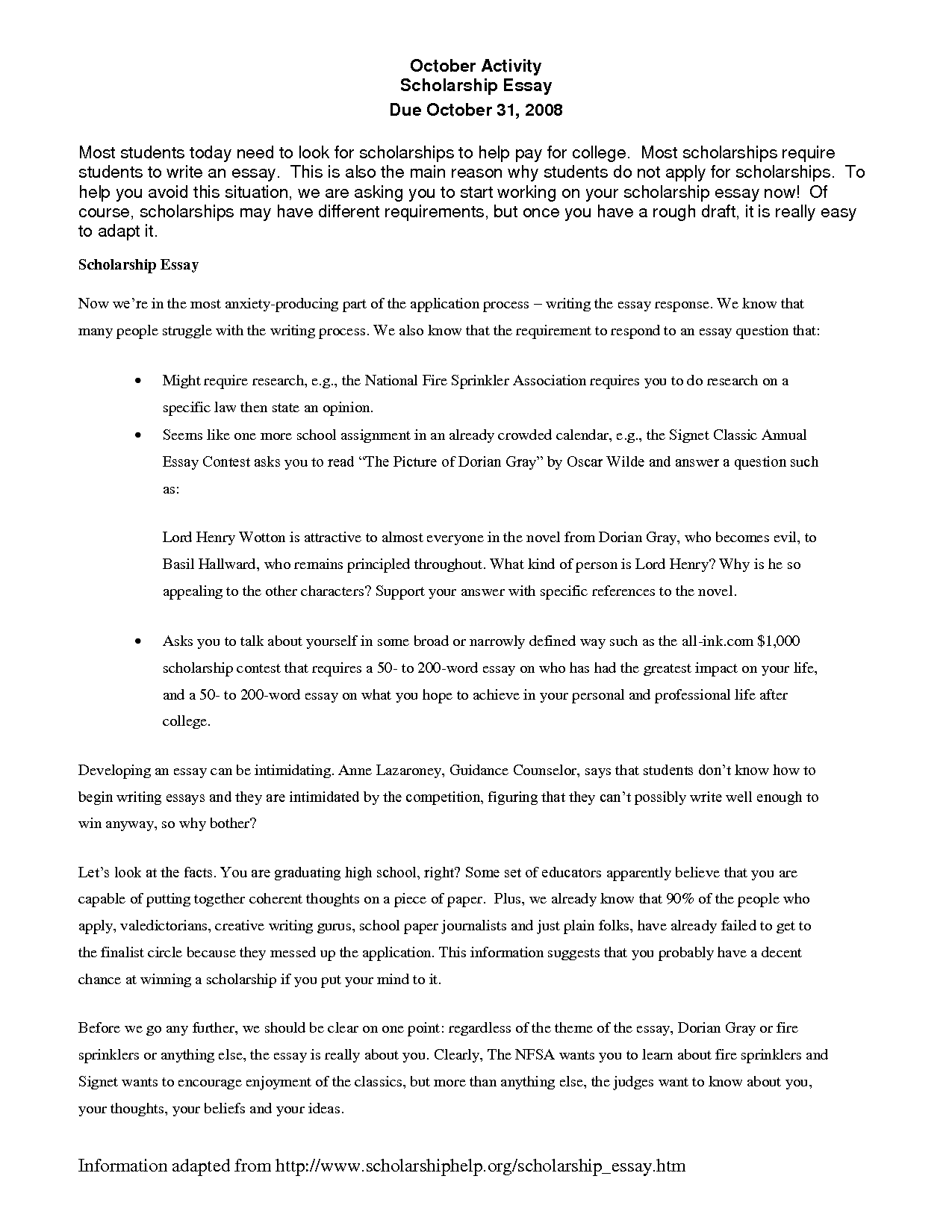 good essays for scholarships examples