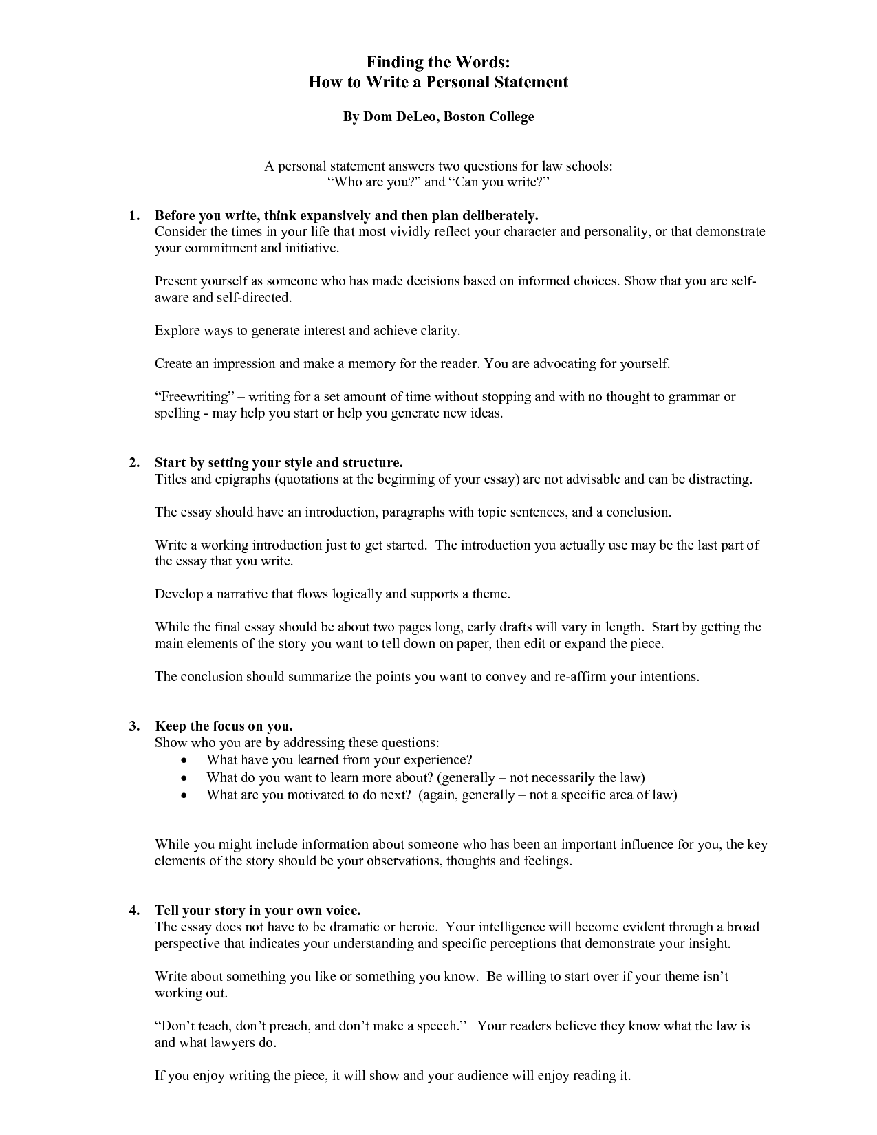 Thesis Statement For A Personal Experience Essay 100 Original