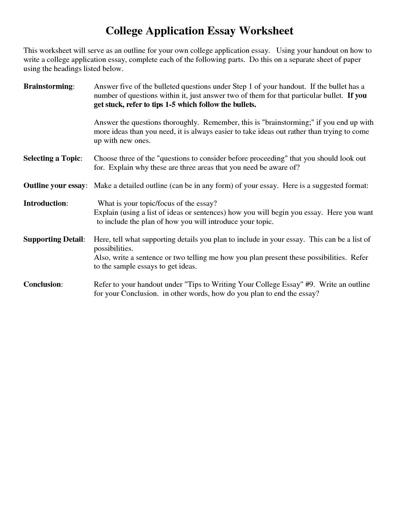sample of college application essay