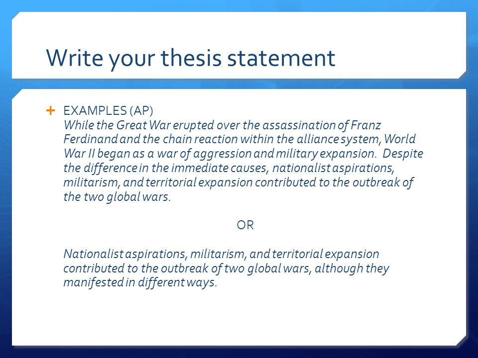 Writing a successful thesis statement