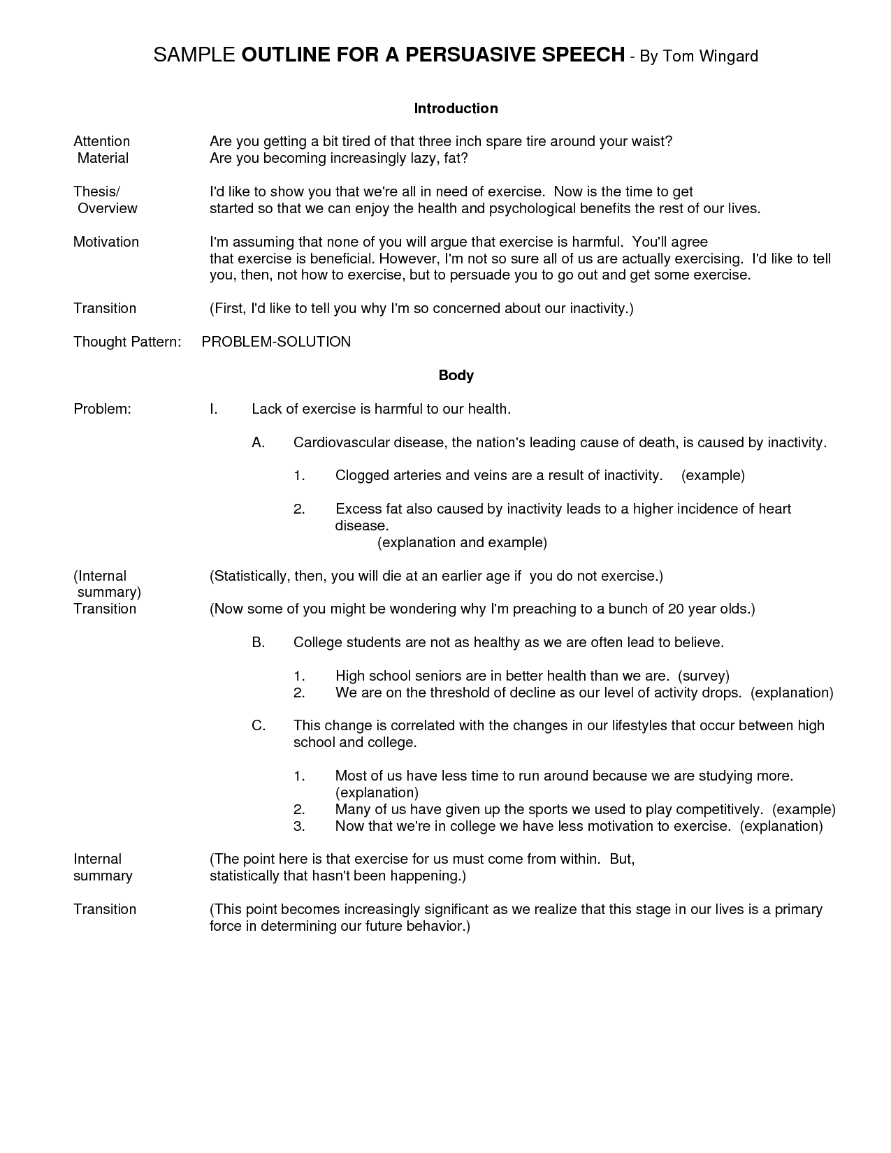 persuasive speech outline examples