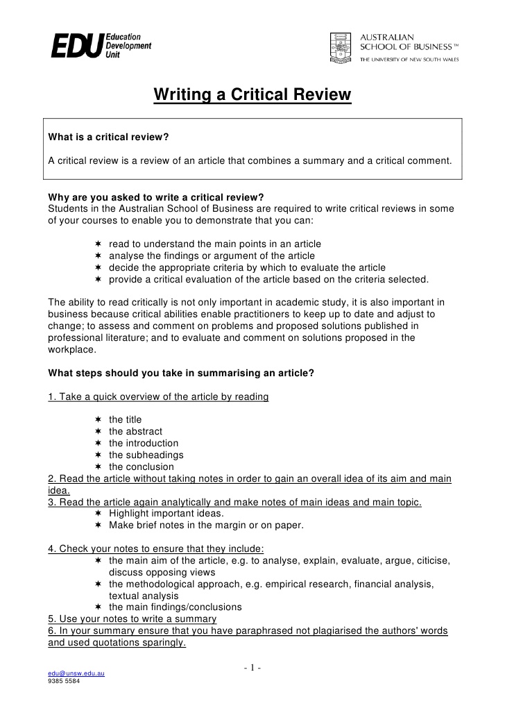examples of critical appraisal essays