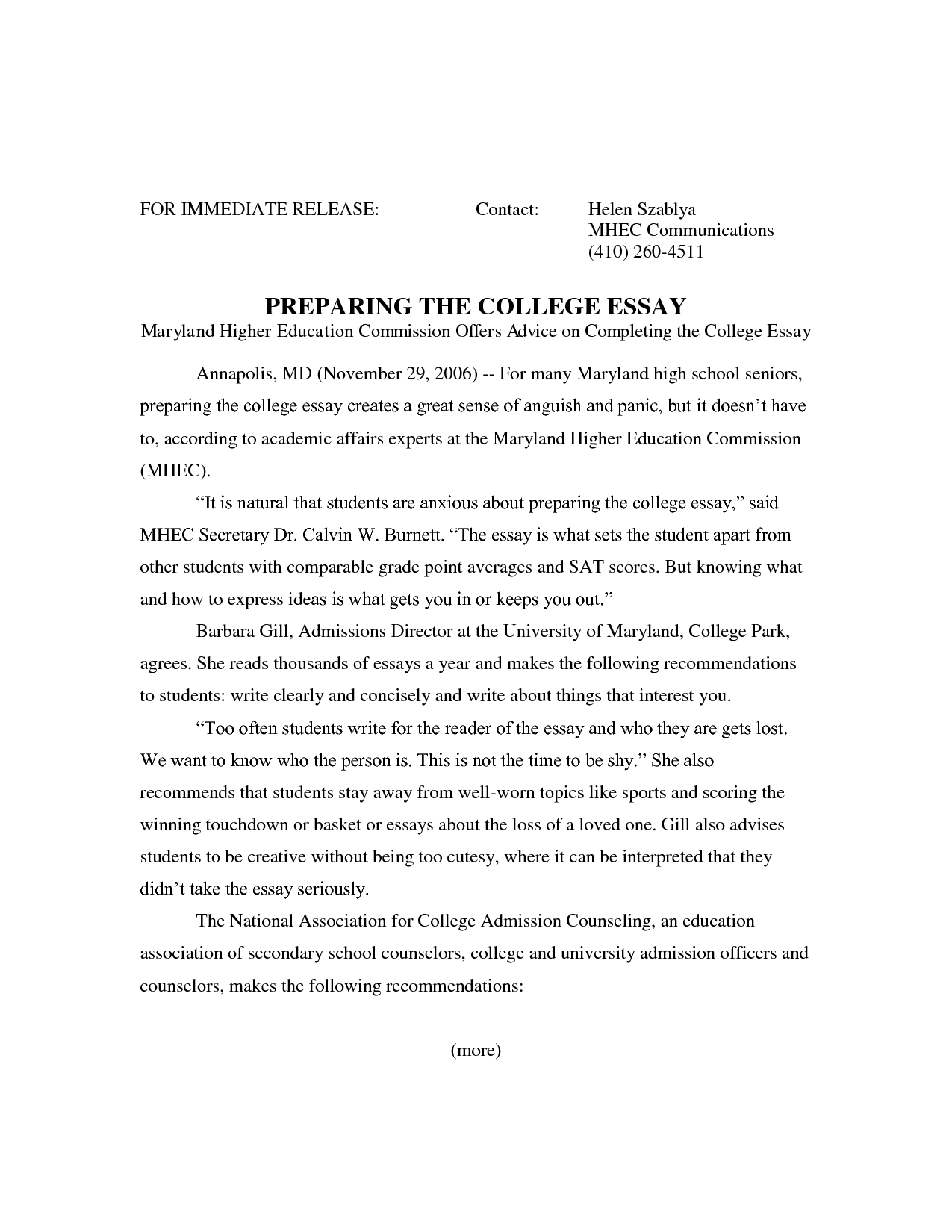 mla format college admissions essay