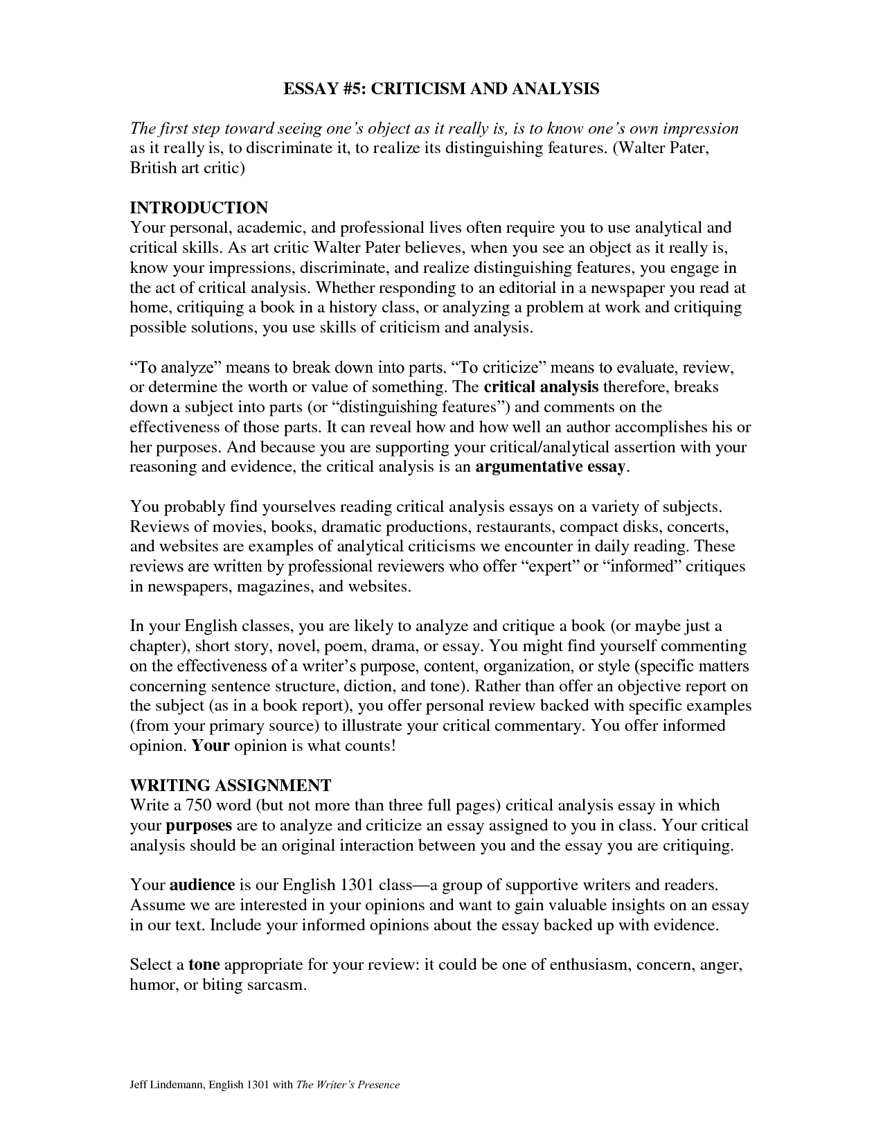 examples of analysis essays
