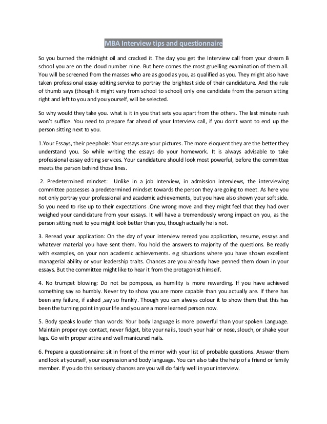 Mba Essay Questions Pdf