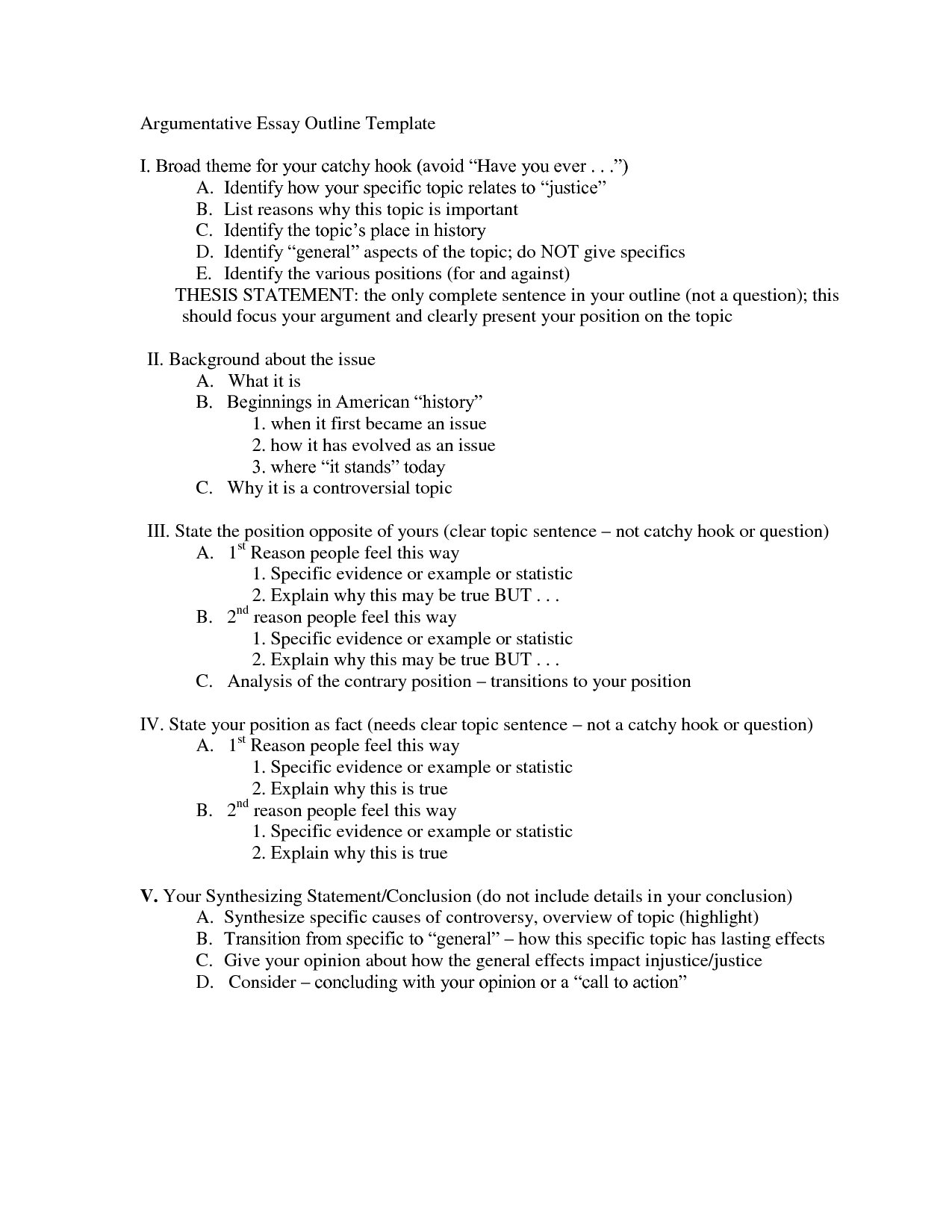 classical outline format
