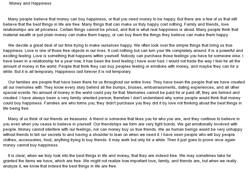 An essay about money