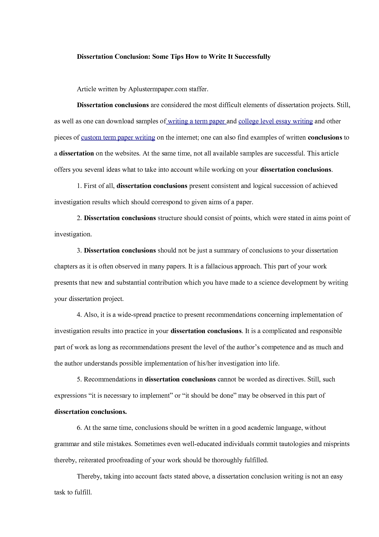 Writing The Dissertation