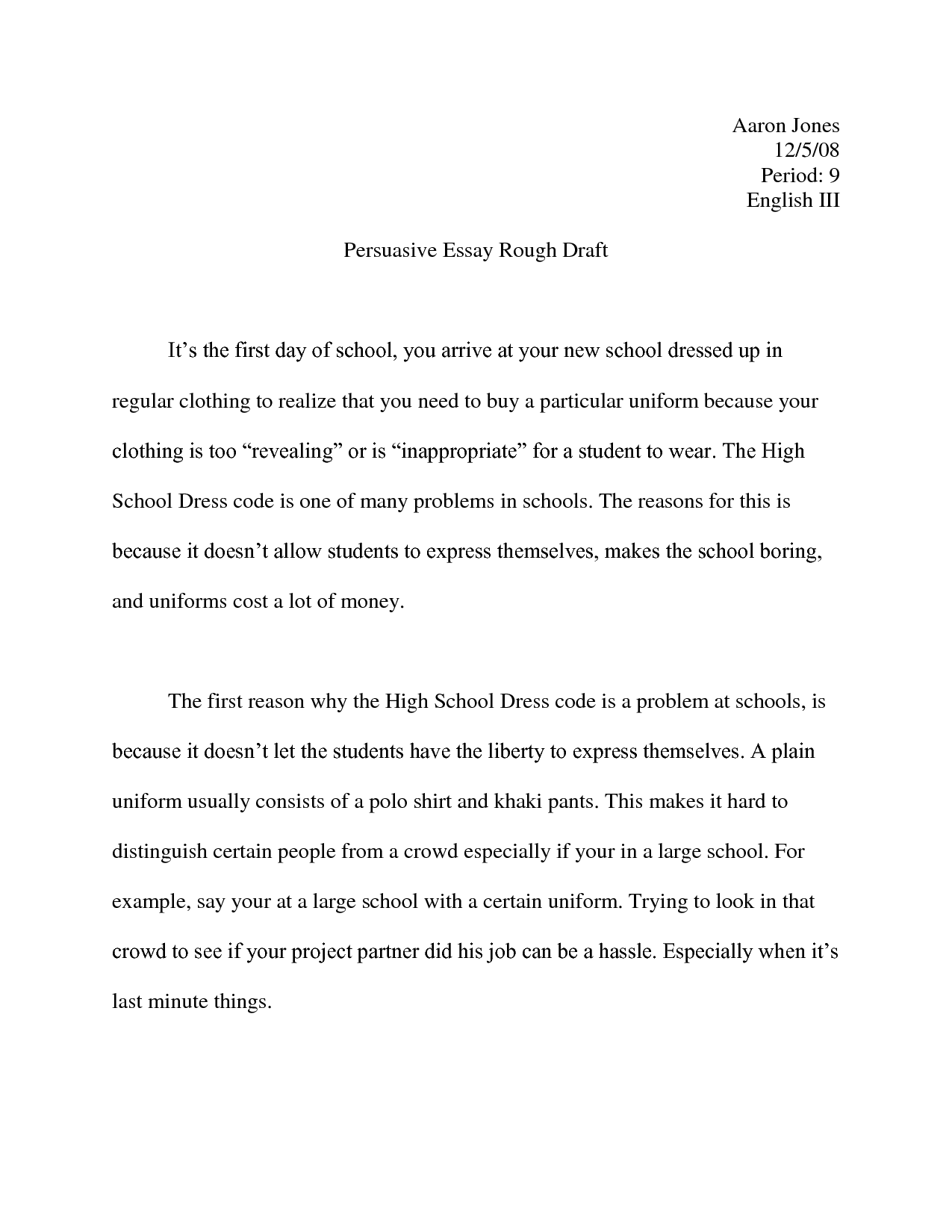 persuasive essays examples for high school