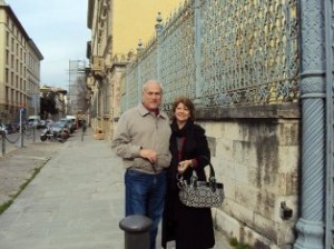 Karen Stern with her husband, Les, sightseeing in Florence, Italy.