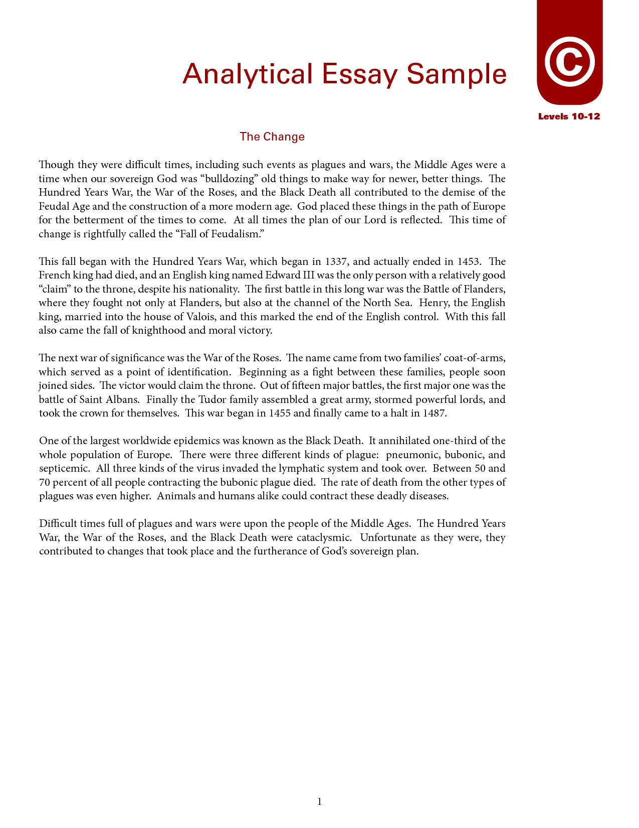 Analytical essay example sample